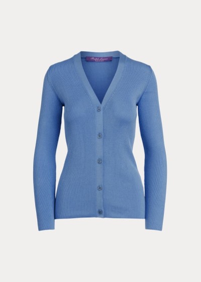 Ralph Lauren Rib-Knit Silk Cardigan Dame Danmark (OSQBM4906)